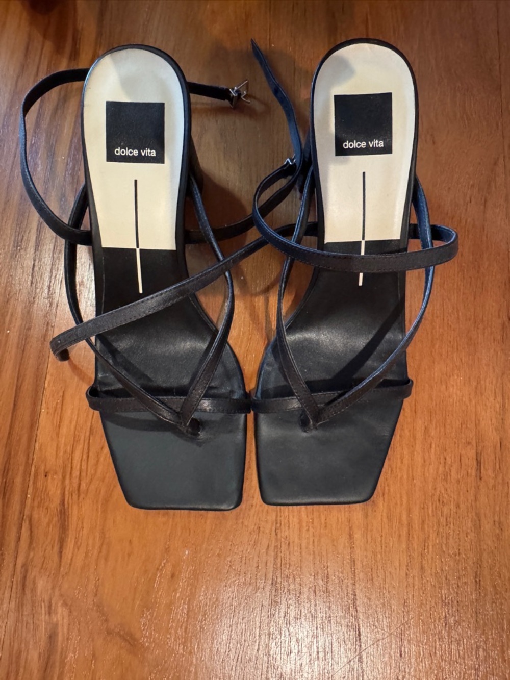 Dolce Vita Black Strappy Square-Toe Heels